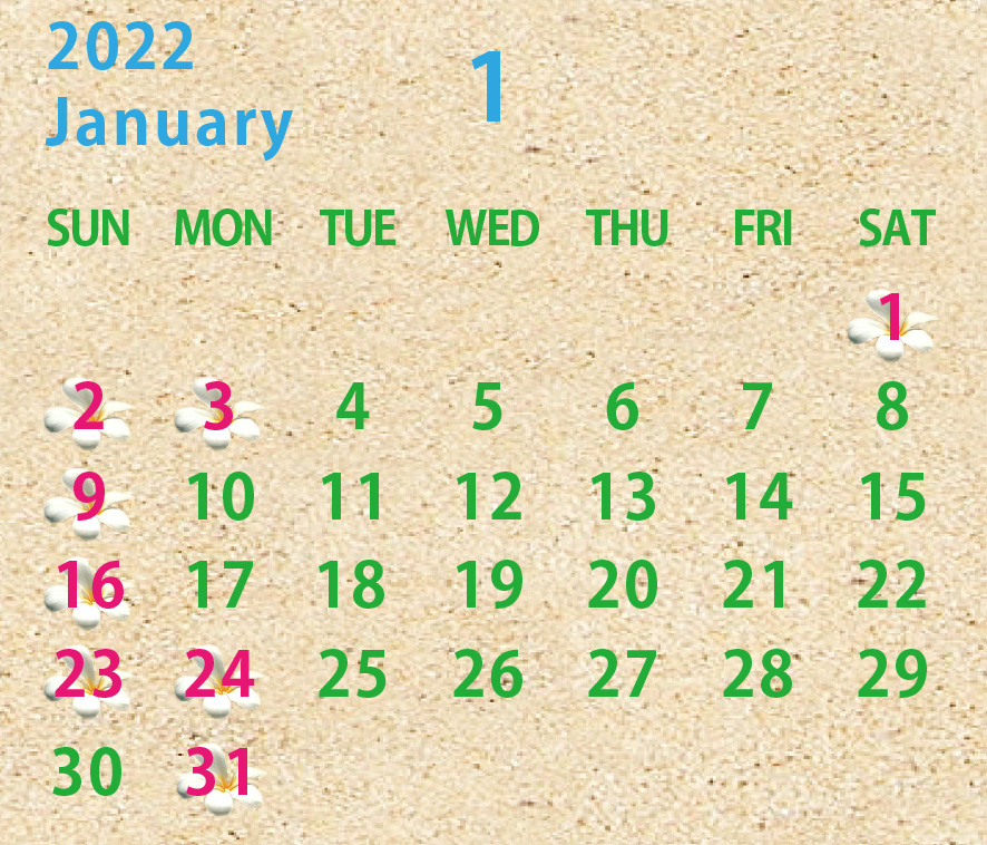 2022年01月のカレンダー